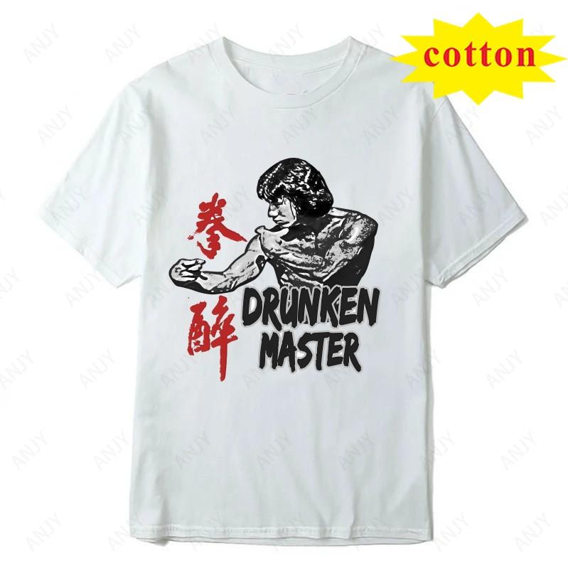 Classic Hong Kong Drunken Fist Martial Arts Action Printed Tshirt American Retro Street Round Neck Versatile Top