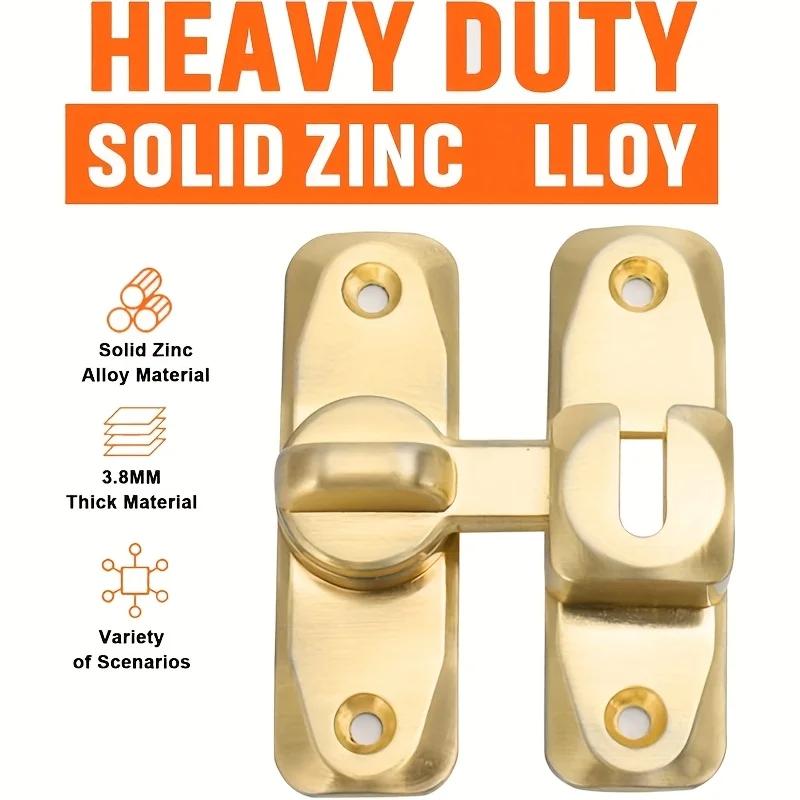 90/180 Degree Barn Door Lock - No Drilling Zinc Alloy Flip Gate Sliding Latch, Portable Security Door Lock for Kitchen Cabinet