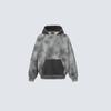 Distressed Deconstructed Hoodie With Raw Edge Trim Contrast Pocket Oversized Fit Cotton Sweatshirt Men