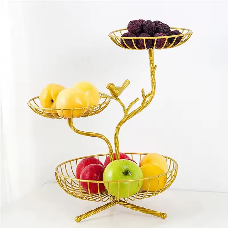 3-Tier Fruit Basket Holder Decorative Fruit Bowl Rack Metal Stand Table Countertop Holder For Vegetables Bread Snack Orangizer