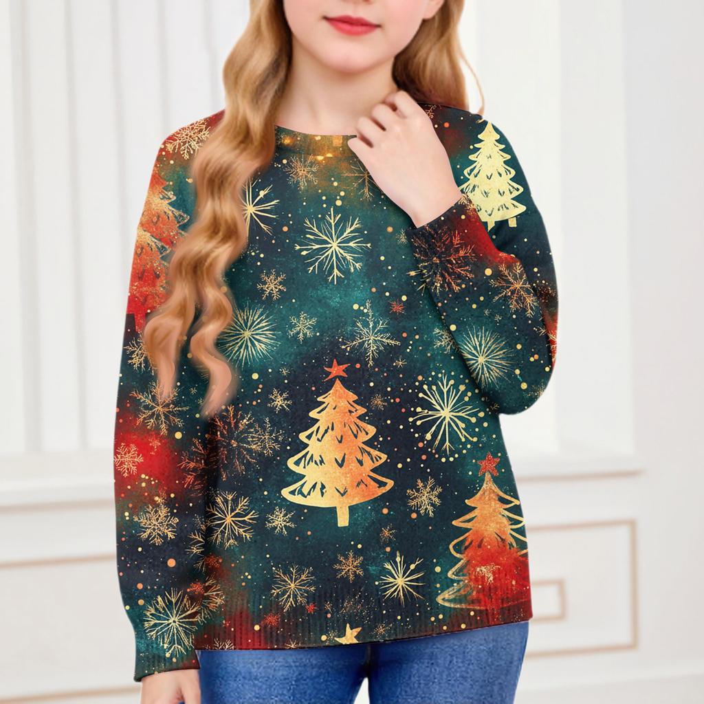 Christmas Day Sweatshirts For Children Boys And Girls Knit Sweater Cute Shirt Fall Crewneck Pullover Tops