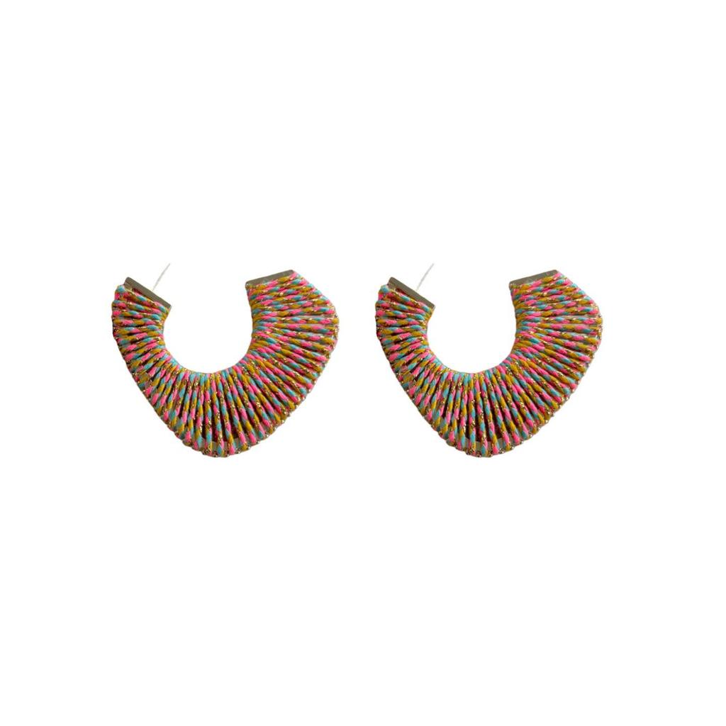 2025 Colorful Braided Wire Earrings: 925 Silver Needle, Niche Design, Light Luxury, European & American Retro Style.