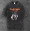 Unisex Ascending Figure Oversized T Shirt Washed Black Y2K Streetwear S-3XL