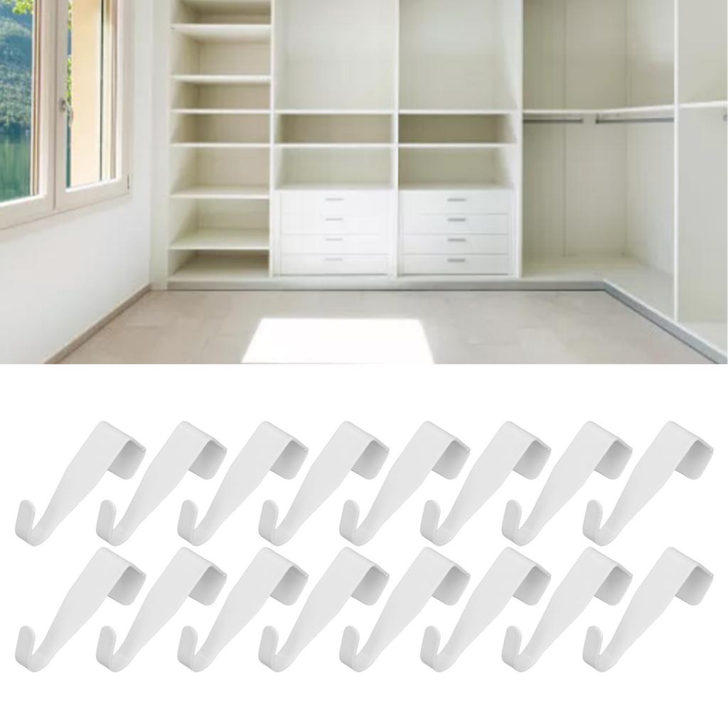 16pcs Door Hanging Hook Strong Bearing Capacity Stainless Steel Single Door Hanger for Cabinet Closet White