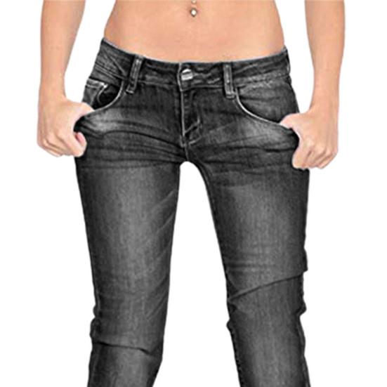 Casual Lady Jeans Mid Waist Plus Size Flare Design Denim Pants for Daily Wear
