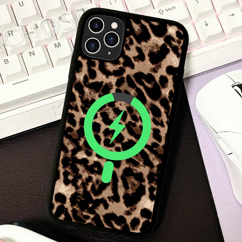 Funda para Teléfono con Estampado de Leopardo y Guepardo Para IPhone 17 16 Pro Max 15 14 Plus 11 13 12 A Prueba de Golpes Magnética Para Cubierta Magsafe