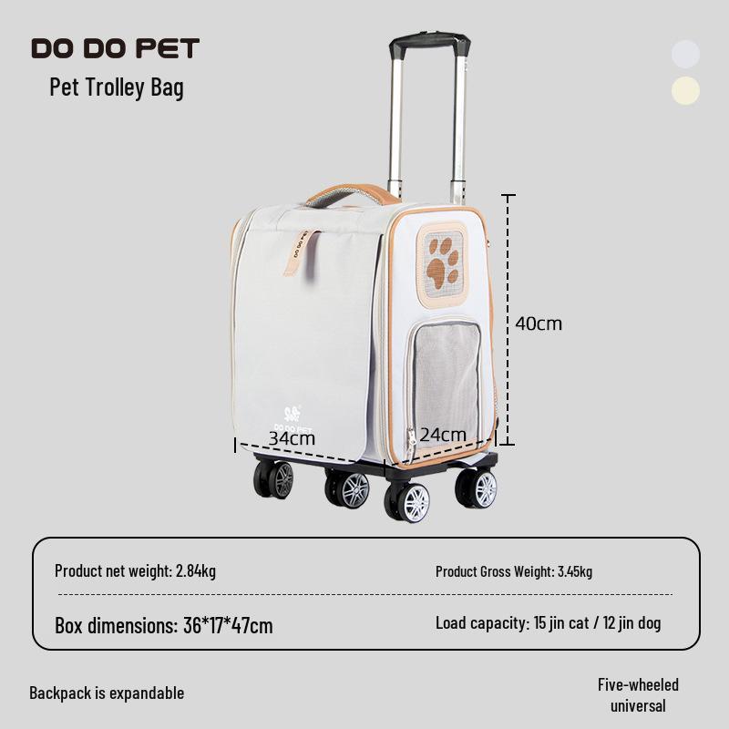 DODOPET Pet Travel Carrier: Rolling & Folding Cat/Dog Case