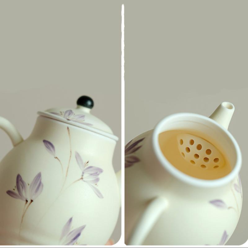 Chinese Ceramic Teapot Handmade Orchid Tea Pot Beauty Tea Infuser Household Ball Hole Filter Kettle Portable Tea Set 120ml