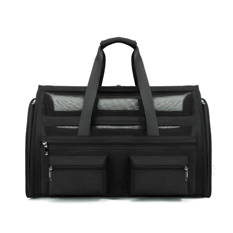Large Capacity Pet Carrier Bag With Dual External Pockets Breathable Oxford Fabric Crossbody Dog Cat Travel Car Airplane