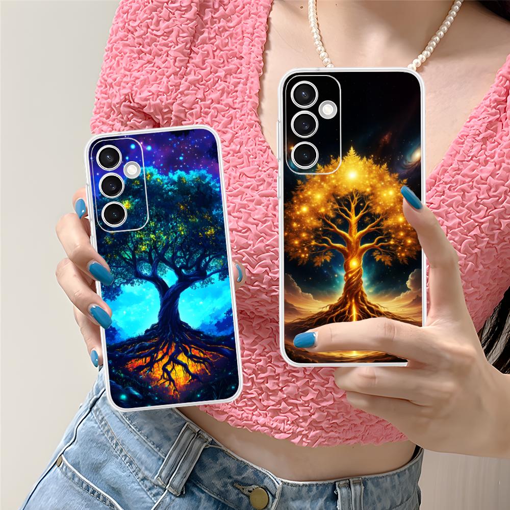 World Life Tree Mobile Phone Case for Samsung Galaxy S25 S24 S23 S22 S21Plus FE Ultra Clear Colorful Cover Smartphone Cover