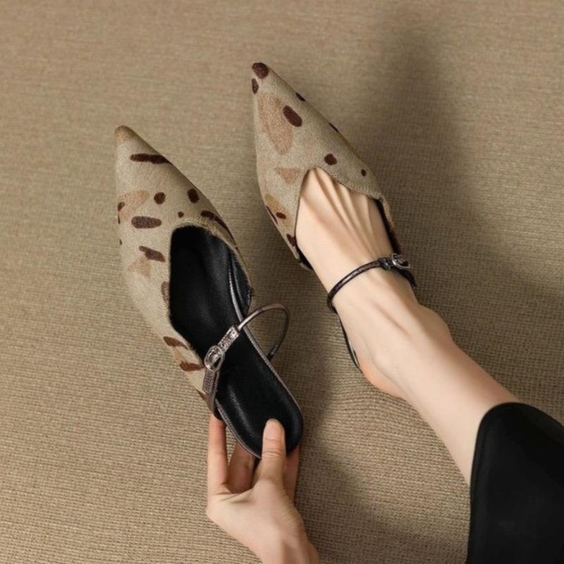 

Мода Женские Балетки Остроносые Шлепанцы Дизайнерские Мюли с Пряжкой Обувь 2025 Лето Новые Классические Сандалии Мода Элегантные Sandalias Mujer 40 леопардовый