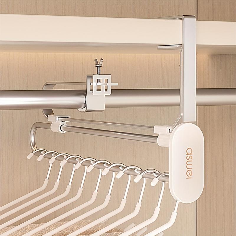 1PCS Pull-out Trouser Hangers,Telescopic Wardrobe Pant Organizer for Save Closet Space,Stainless Steel Adjustable Closet Rod
