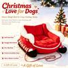 Plush Puppy Bed for Indoor Use Christmas Sleigh Dog with Non Slip Base, Calming Pet Sofa Durable Cats Outdoor, Fun House Puppies Pressure Relief