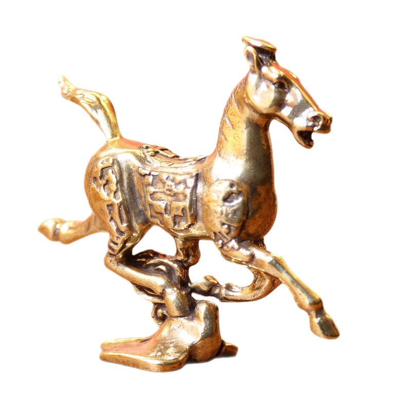 Creative Brass Horse And Monkey Cute Statue Key Chain Pendant Home Office Desktop Ornaments Funny Toys