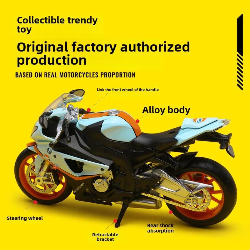CCA Diecast 1/12 BMW S1000 RR Super Motorcycle Model Metal Ornament Collection Hobby Birthday Gifts Boy Miniature Voiture