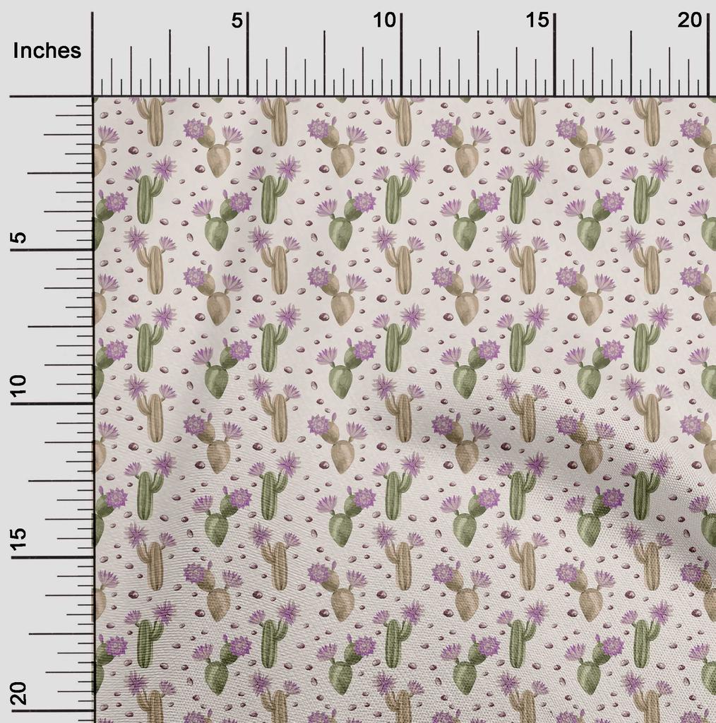 oneOone Cotton Flex Light Beige Fabric Cactus Craft Projects Decor Fabric Printed By The Yard 40 Inch