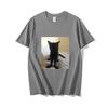 Big Foot Jinx T-shirt Black Cat Pattern Tshirt Funny   T Shirts  Cotton Tops Spring New Round Neck Tee Short Sleeve