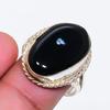 Natural Black Onyx Gemstone 925 Sterling Silver Jewelry Ring Size 8 ZS-1724
