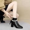 Fashion Heeled Female Short Shoes Square Toe Leather Booties Autumn Winter Designer Luxury New in Chic and Elegant Women's Ankle Boots