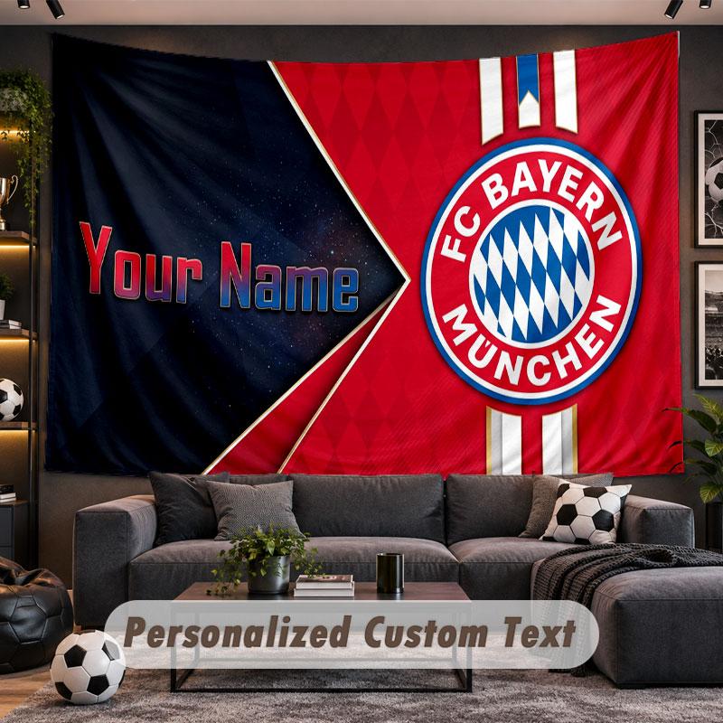 Wall Hanging Tapestry Custom NameBayern Munich Pattern Personalized Printed Fabric Wall Decor