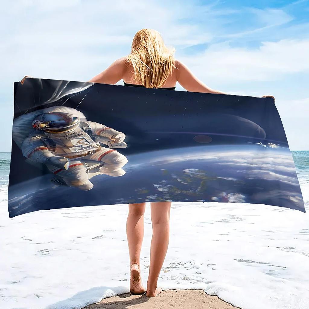 Galaxy Astronaut Beach Towel,Beach Blanket Large Microfiber Shower Bath Towels Yoga Towel,Soft Water Absorbent Beach Throw