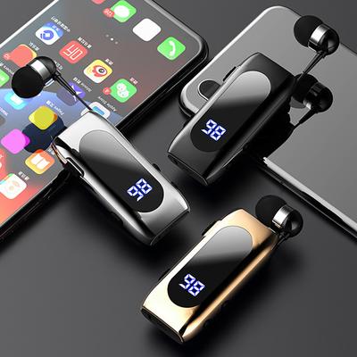 K55 Bluetooth-compatible Earphone Collar Clip Call Vibration Reminder Telescopic Cable Mini In-ear Sport Wireless Headphone for Driving
