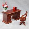 Realistic Miniature Wooden Office Desk With Chair 1/12 Scale Historical Study Room Addition For Models