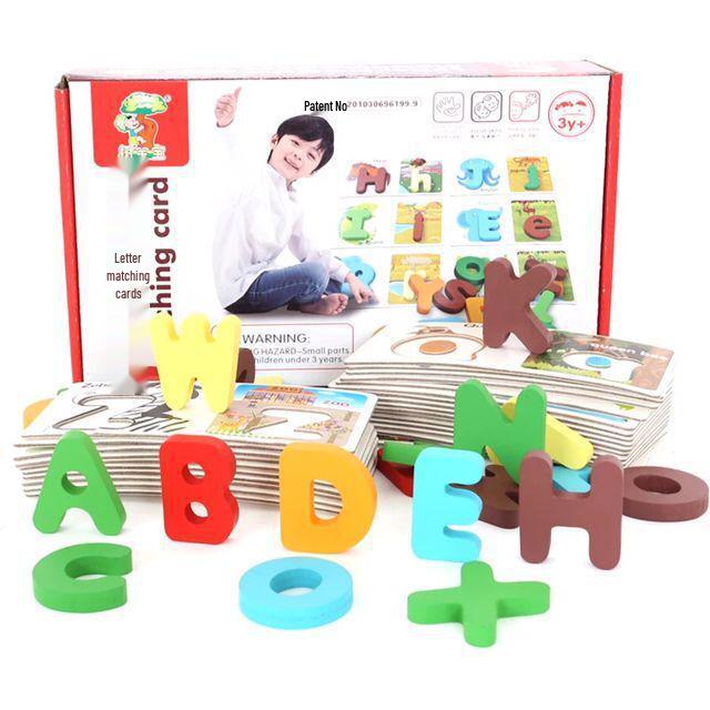 Wooden Alphabet Matching Puzzle: Cognitive Cards for Early Literacy (Ages 2-5) Educational