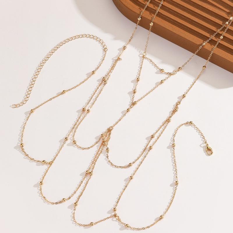 Women Sexy Tassel Round Bead Body Chain Bikini Chest Waist Jewelry
