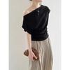 Korean Elegant Summer Off Shoulder Top Women One Shoulder Loose Casual Short Sleeve T Shirt Fashion Basic Blouse Lady Spring Sum