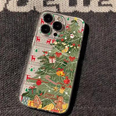 Bell Christmas Tree For iPhone16 Transparent Phone Case For Apple 15 Premium 13 All-Inclusive 14 Precision Hole Female XR