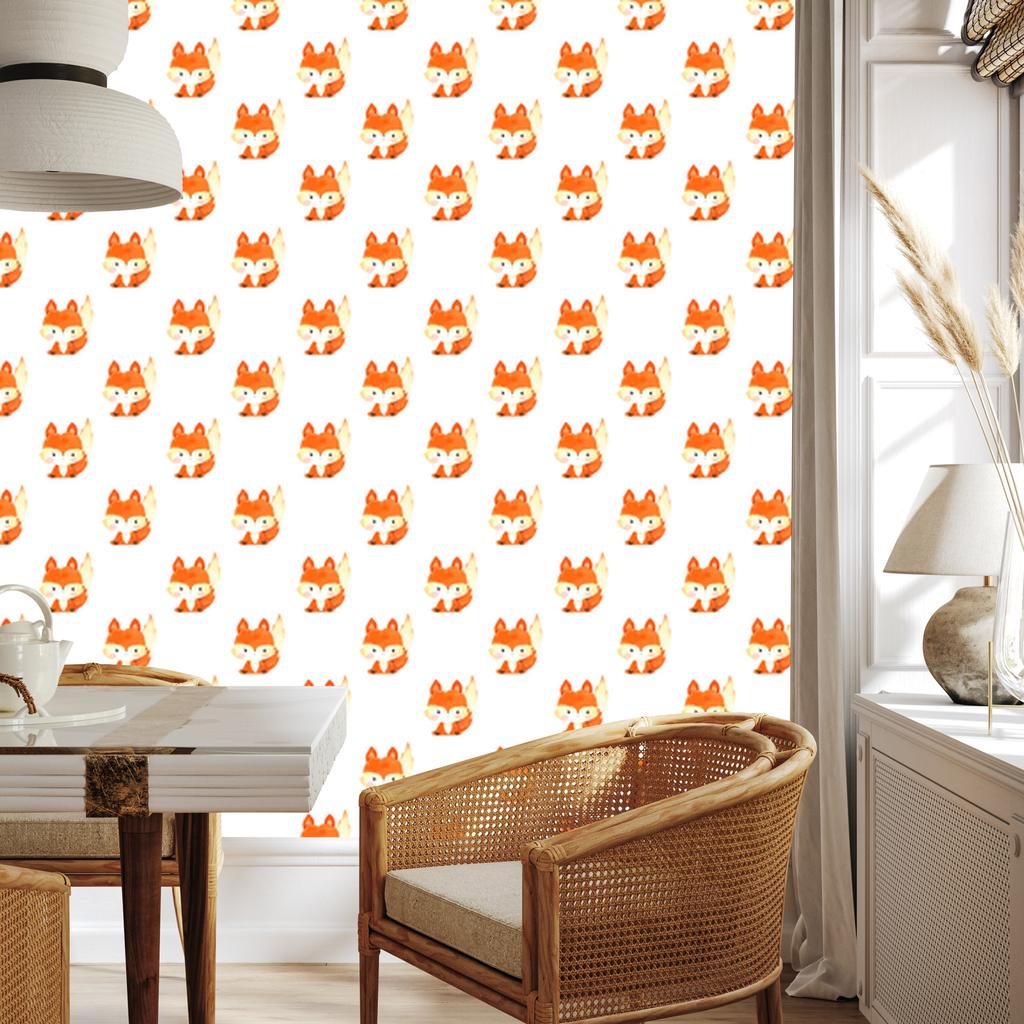 Wallpaper Charming Watercolor Foxes for Living Room and Bedroom 50x1000