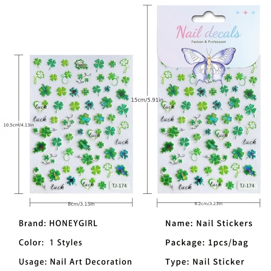 1pcLucky Clover Nail Stickers Embossed Irish Festival St. Patrick s Day 3D Four-Leaf Clover Nail Stickers Decorations