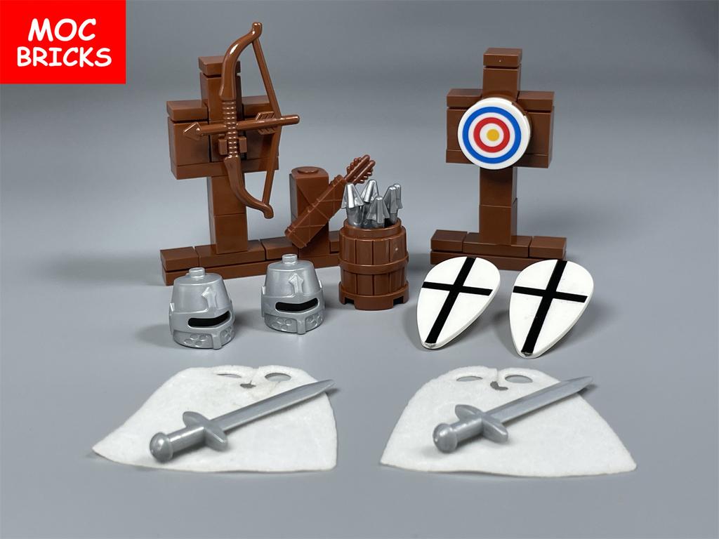 MOC Bricks Spartan Warrior Roman Middle Age Castle Knight Action Figures Arrow Educational Building Blocks Accessories Kids Toys