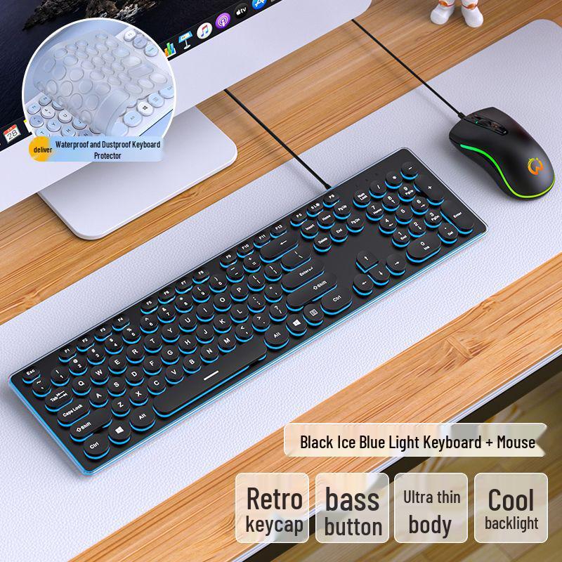 Silent Wired Chocolate Punk Keyboard - USB for Home, Office, Gaming, and Typing