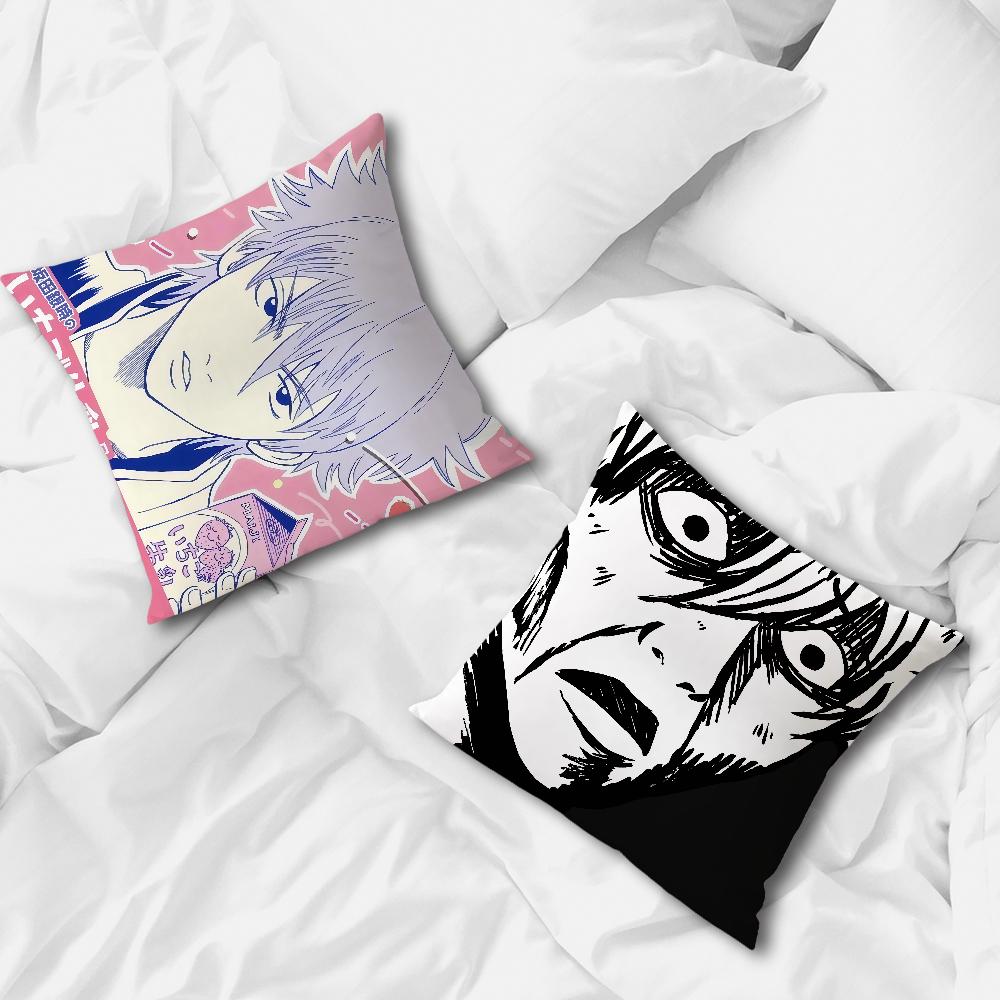 Anime Comic Funny Pink Art Gintoki Sakata Meme Comfortable Soft Pillow Case For Sofa Living Room Home Decor Protective Covers