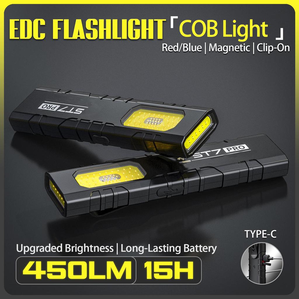 ST7 PRO EDC Light Source Features Laser Pointer Function Flashlight Mode Magnetic Base Pocket Clip ABS Build Camping Hiking