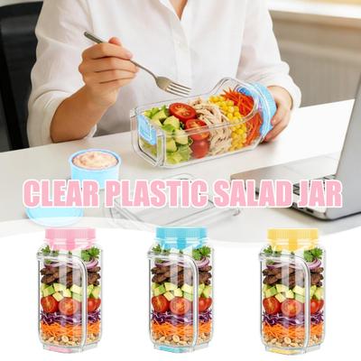 1/2 Stück Salataufbewahrungsglas Lebensmittelqualität Auslaufsicher Transparentes Plastik Wiederverwendbares Salatglas Lebensmittelqualität Salat
