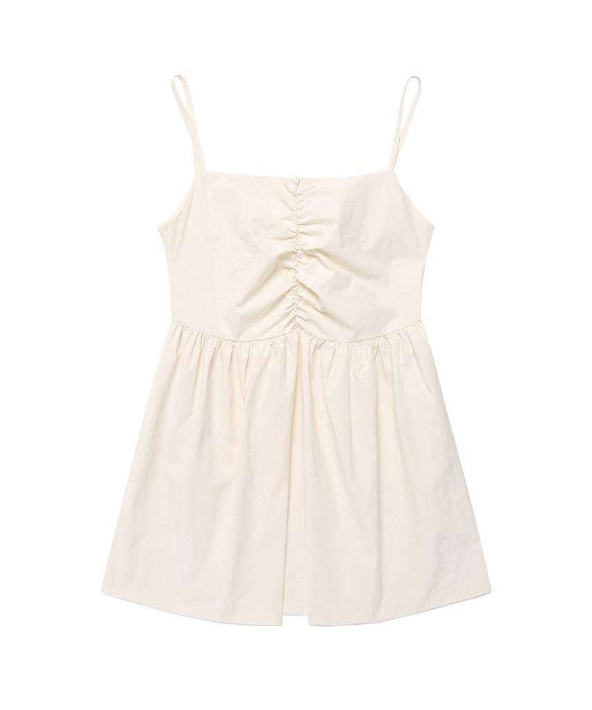 PLUNASTUDIO Washer Shirring Mini Dress_Cream