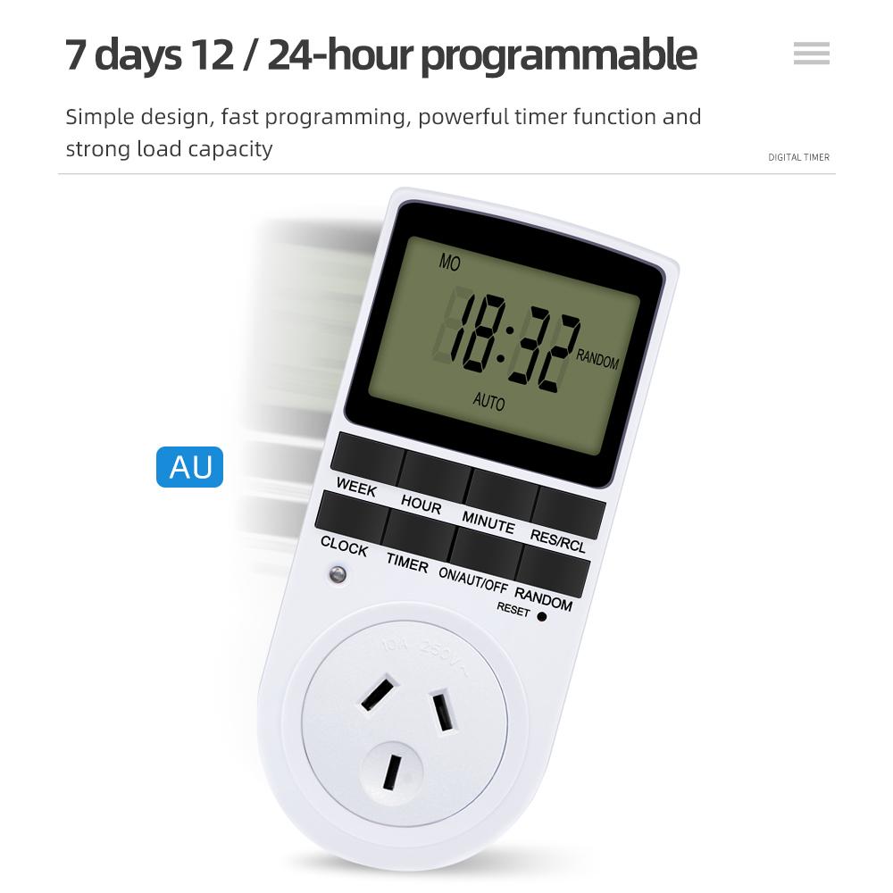 TM02 Electronic Digital Timer Kitchen Timer Socket Outlet 230V 110V 12/24 Hour Cyclic Outlet Programmable Timing EU FR US Plug3