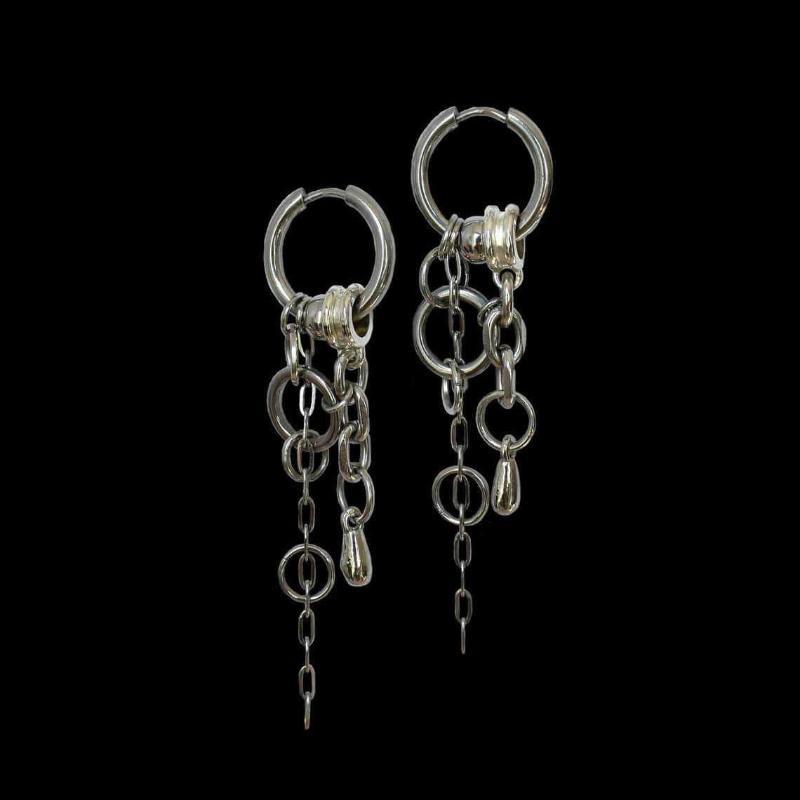 Goth Jewelry Horseshoe Hoop Chain Earrings For Women Punk Charms Irregular Drop Earrings Grunge Accessories Korean Fashion