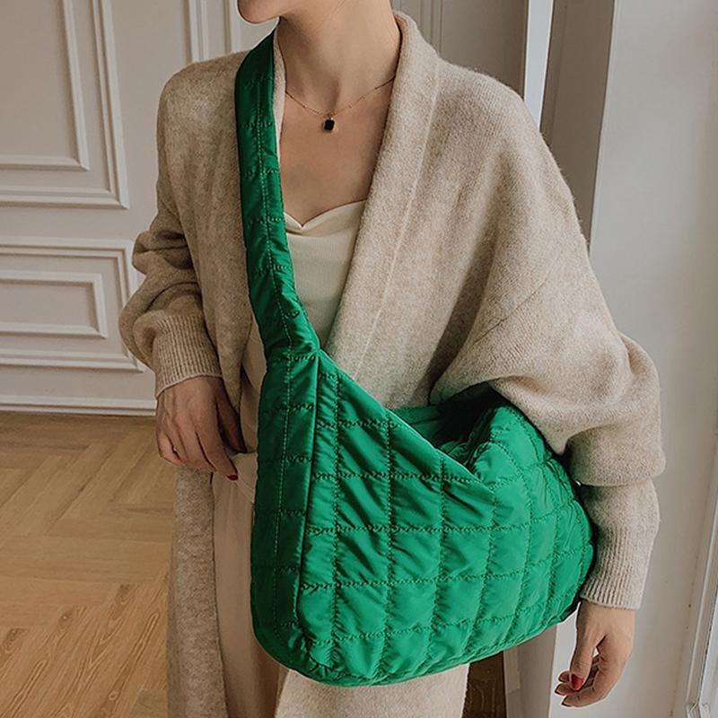 Winter Space Cotton Shoulder Bag Female Large Capacity Dumpling Bag Fashion Padded Crossbody Bag Luxury Lady Down Tote