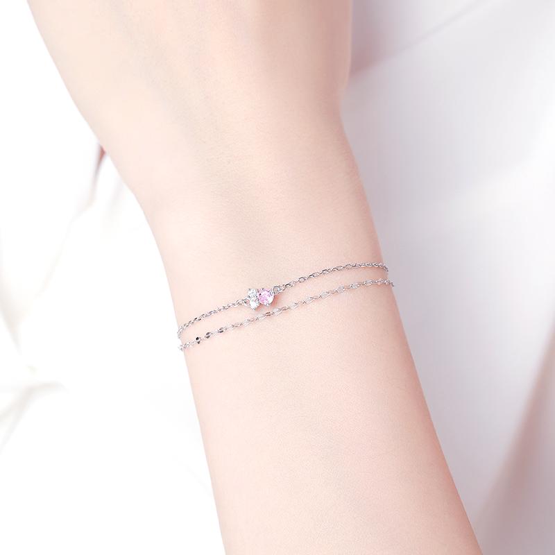 Barbie Bracelet [Sterling Silver·Original Design] Pollen Zircon Double Layer, Temperament and High-Quality First Ins Style Love ZJYSL-YS-008-1