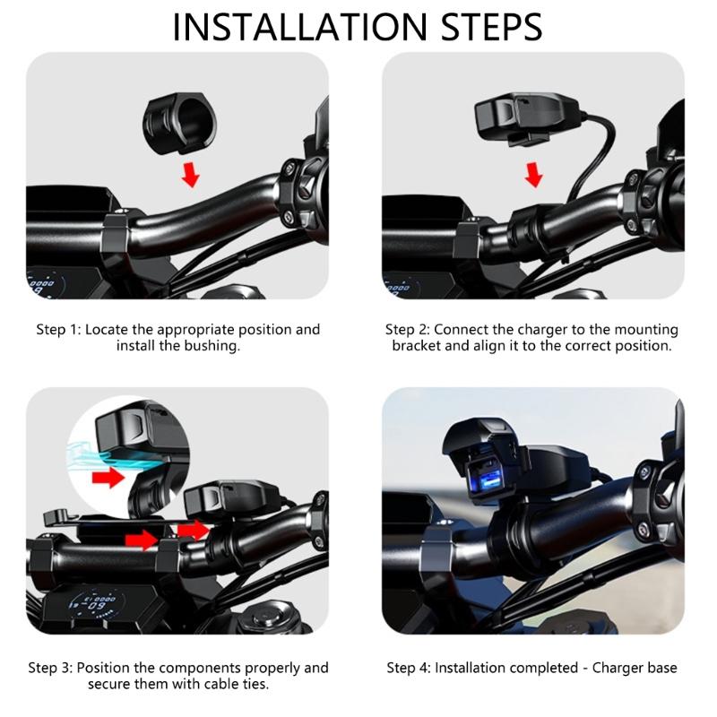Universal Motorcycle Handlebar Phone Chargers Waterproof Design 18W USB Fast Charging for Smartphones