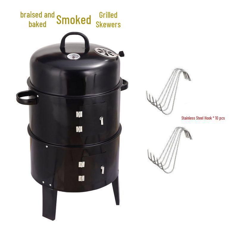 Double-layer Multi-functional Charcoal Smoker Oven for Roasting, Stewing, Grilling, and Smoking Meat & Sweet Potatoes