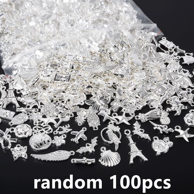 Bright Silver Color Random Mix Charm Hand Flamingo Animal Pendant Charms For Jewelry Making Supplies Handmade Bracelets Material