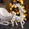 Indoor Winter Festive Decor Reindeer Sleigh Storage Bowl, Christmas Theme White PLA Ornament, Decorative for Candy 3D Printed Figurine And Small