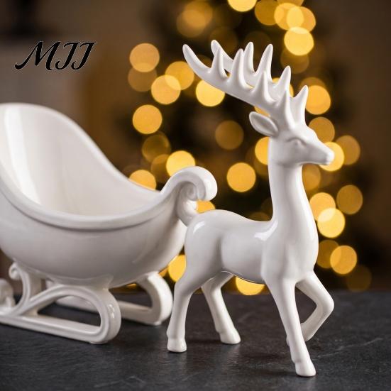 Indoor Winter Festive Decor Reindeer Sleigh Storage Bowl, Christmas Theme White PLA Ornament, Decorative for Candy 3D Printed Figurine And Small