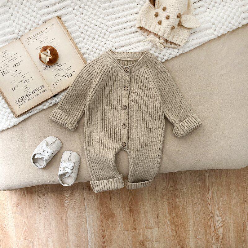 Tutina in Maglia Monocolore per Bambino Coreano - Pagliaccetto Autunno/Inverno per Bambini e Bambine