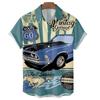 Camicia Nuova da Uomo Hawaiana Route 66 Street Classic Stampa 3D Manica Corta T-shirt Musica Rock Collo Revers Taglia Larga Uomo Top Vestiti Vintage
